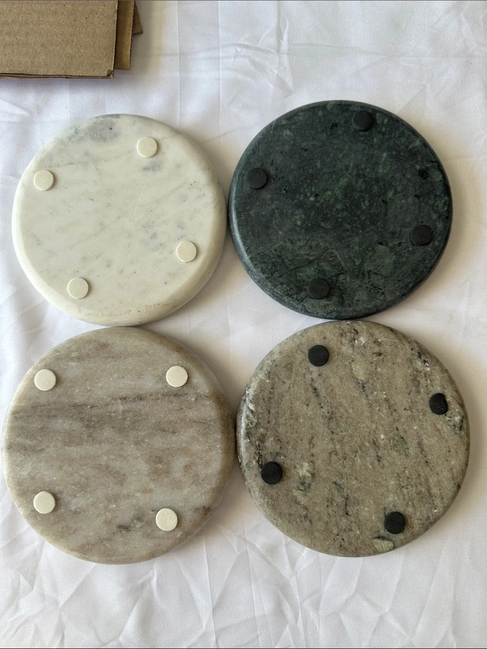 The Polished Jar Aegean Marble Coasters Set of 4 Natural Stone Decor SHIP ALONE